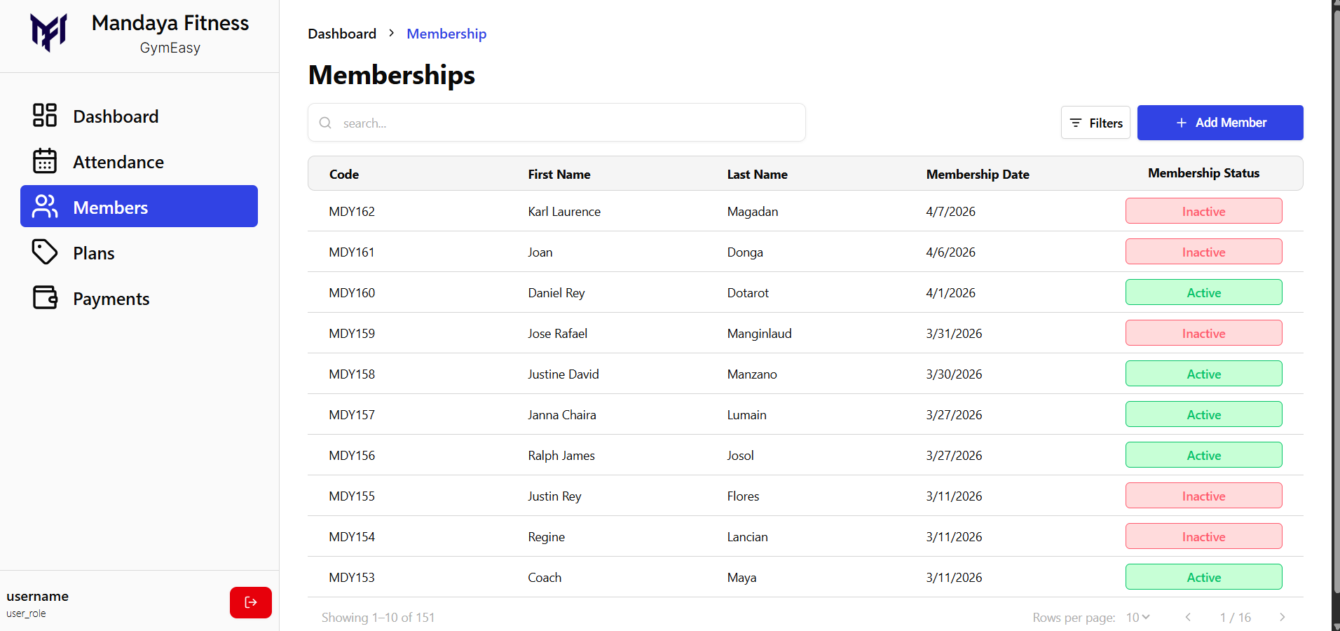 GymEasy interface preview